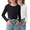 Black/White, variant on 2 Pack Girls Long Sleeve Henley T Shirts Button Down Slim Fit Tops Round Neck Ribbed Knit Shirts