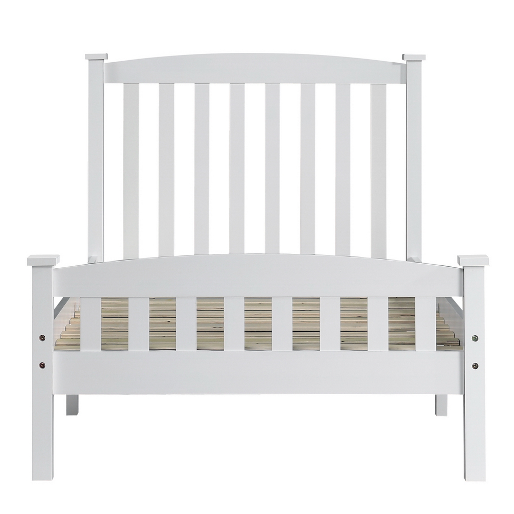 Lowestbest Vertical Twin Bed, Bed Frame Twin Size with Headboard and Footboard, White Lowestbest Vertical Twin Bed, Bed Frame Twin Size with Headboard and Footboard, White