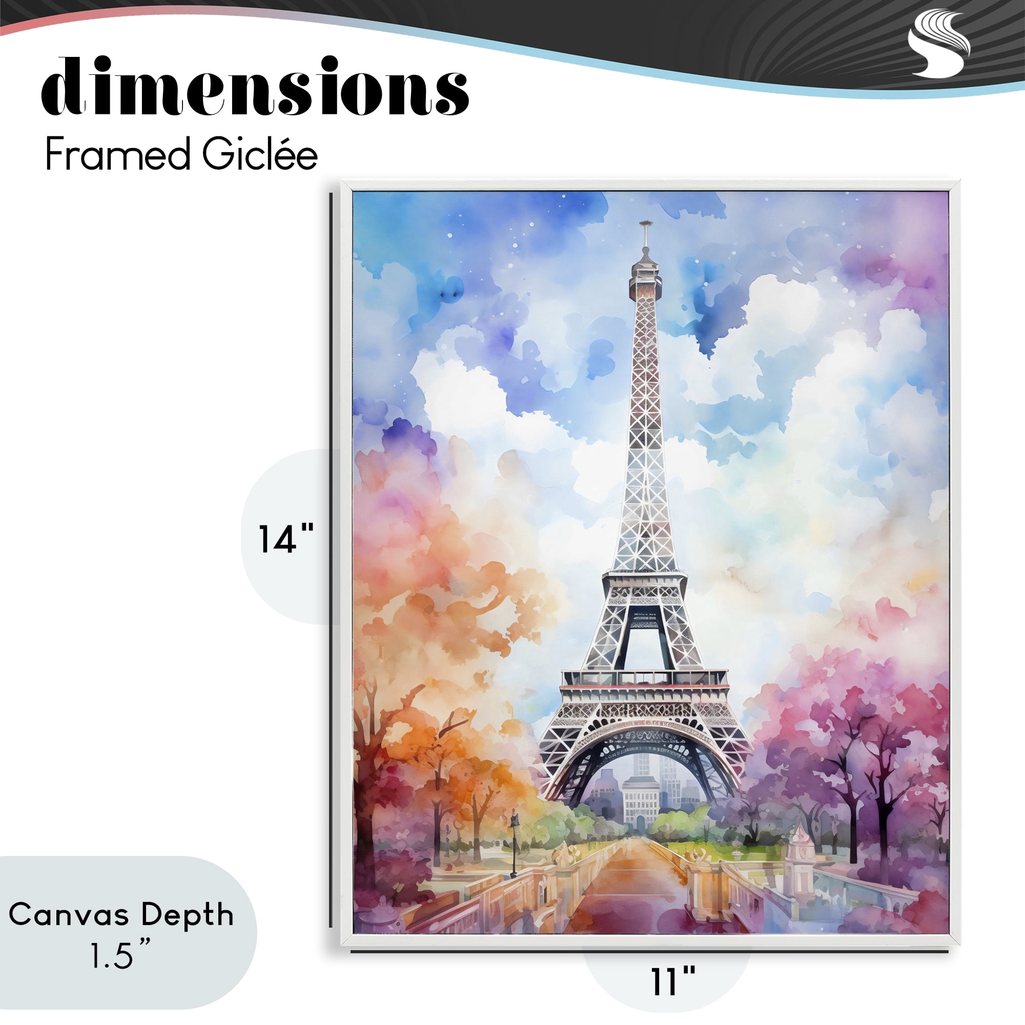 Stupell Industries Pastel Paris Springtime Tower White Framed Giclee Art, design by Creative Studio