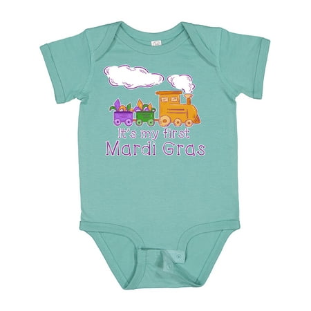 

Inktastic It s My 1st Mardi Gras Train with Jester Hats Gift Baby Boy or Baby Girl Bodysuit