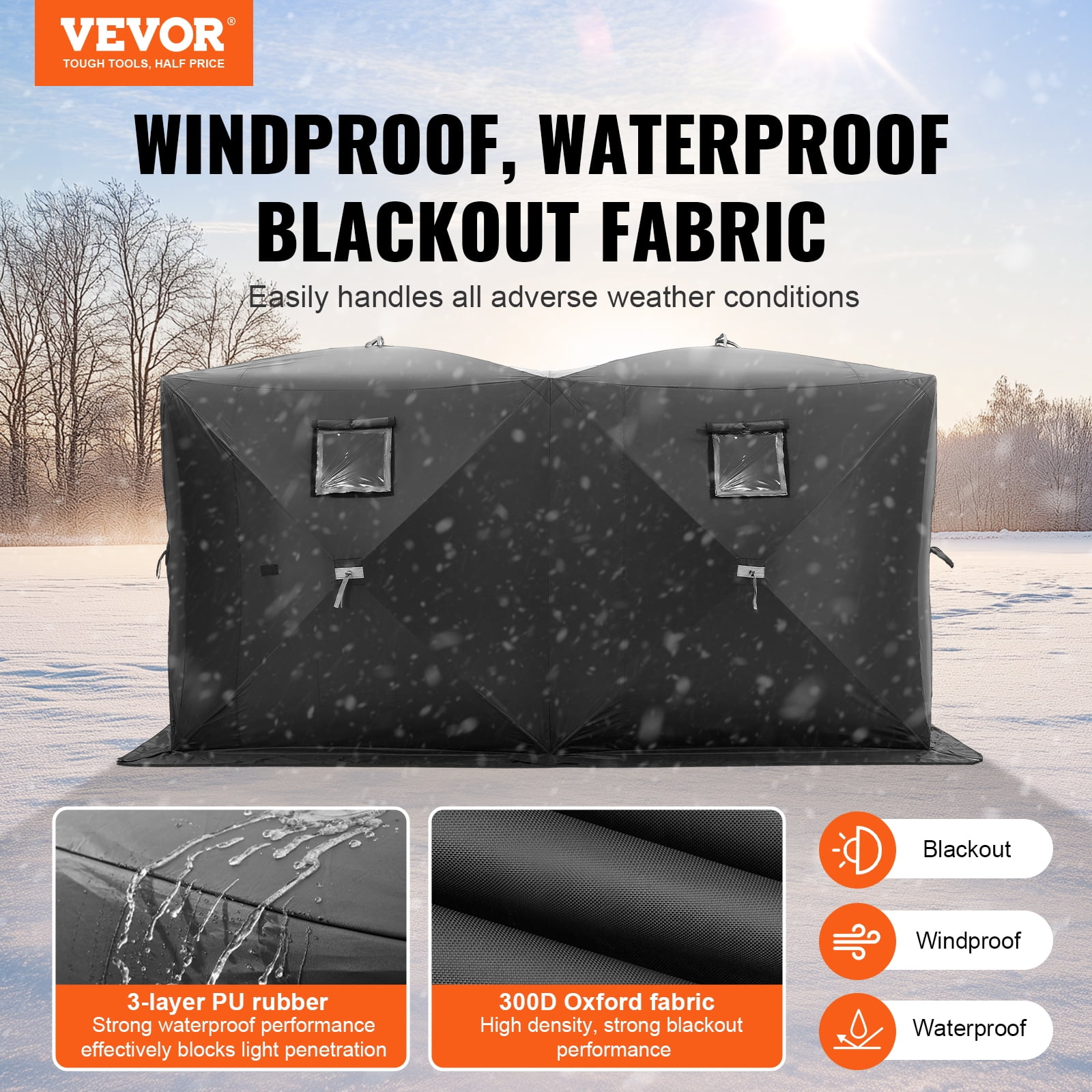 VEVOR 6-8 Person Ourdoor Portable Ice Shelter Pop-Up Ice Fishing