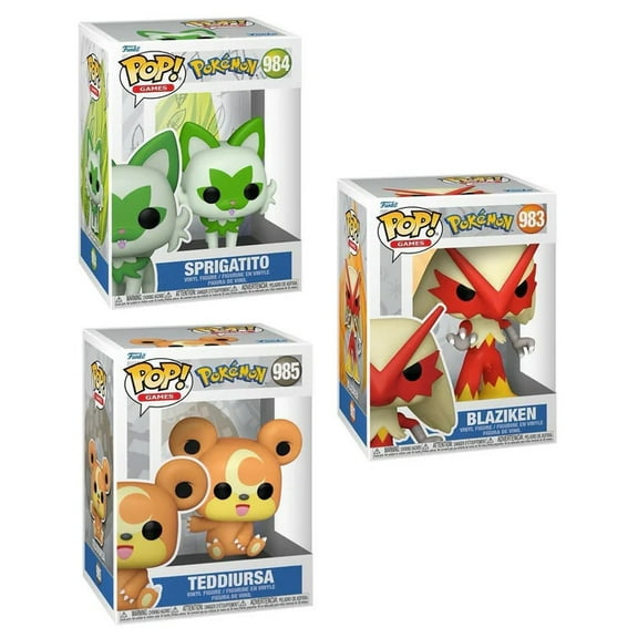 Funko POP! Games - Pokemon S14 Vinyl Figures - SET OF 3 [Blaziken, Sprigatito & Teddiursa]