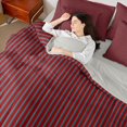 thumbnail image 5 of Castle Fairy Abstract Minimalist Vertical Line Full Size Bedding Sets 7 Pieces,Geometric Strip Pattern Full Size Bed in a Bag,Deep Red Slate Blue,Reversible, 5 of 7