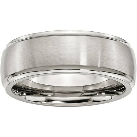 Primal Steel Primal Steel Stainless Steel Ridged Edge 8mm Brushed and Polished Band