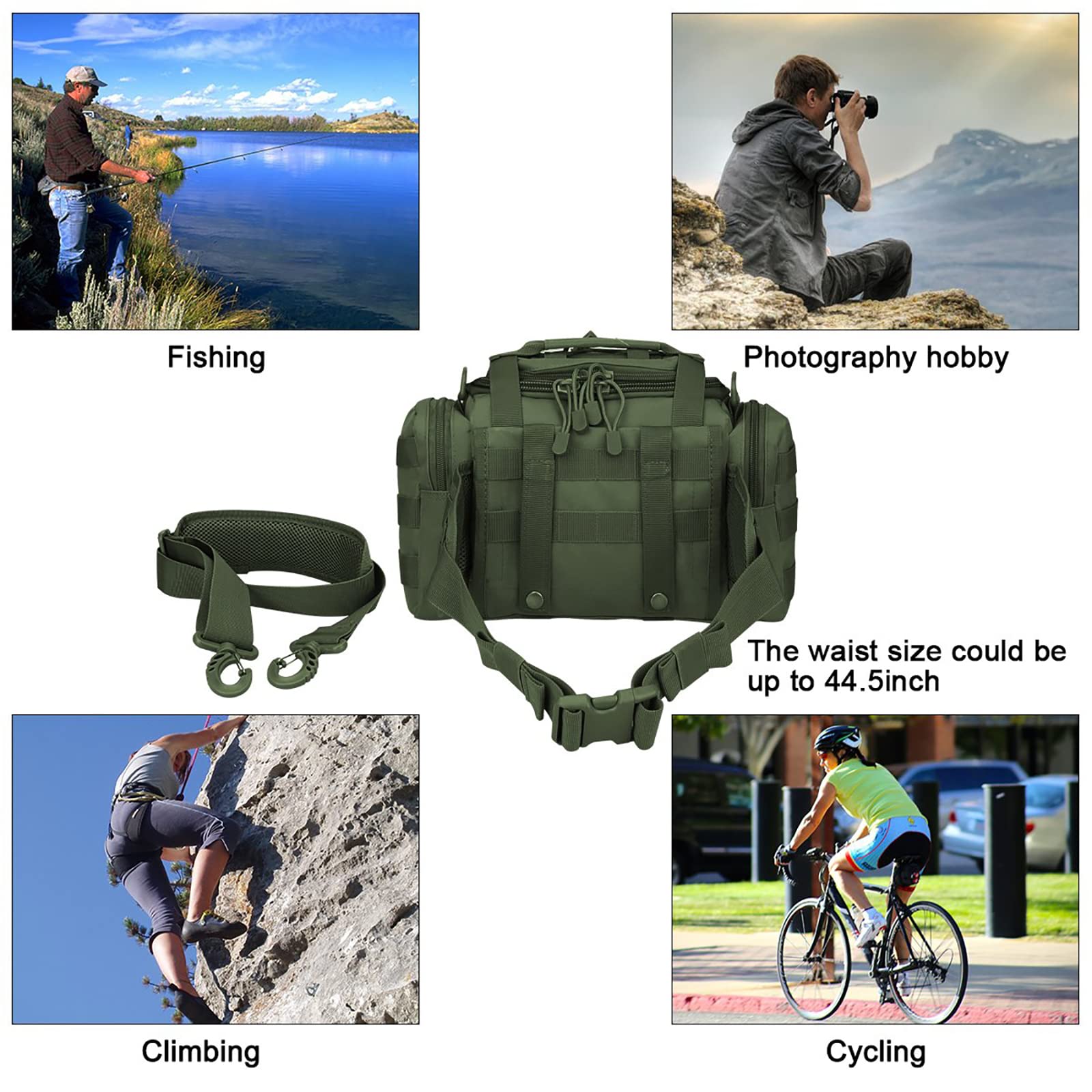 G4Free Sport Outdoor Waist Pack Sling Bag Hiking Fanny Pack Fishing Gear Crossbody Travel Bag