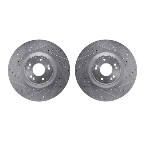 Dynamic Friction Company Front Brake Rotors-Drilled and Slotted-Silver 7002-03004