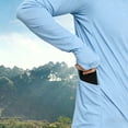 thumbnail image 5 of UTSJKR Men's Thumb Hole UPF 50+ Sun Proof Long Sleeve Hooded Shirt, Quick Dry Athletic Top, Outdoor Sports Beach Daily Anti UV Wear Blue XXL, 5 of 6