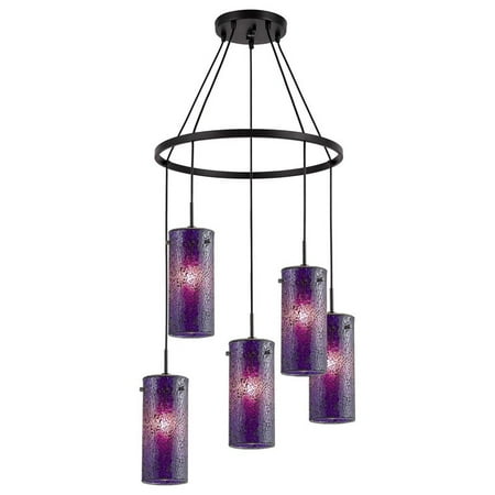 

Woodbridge Lighting Tube 5-Light Glass Chandelier in Bronze/Mosaic Purple
