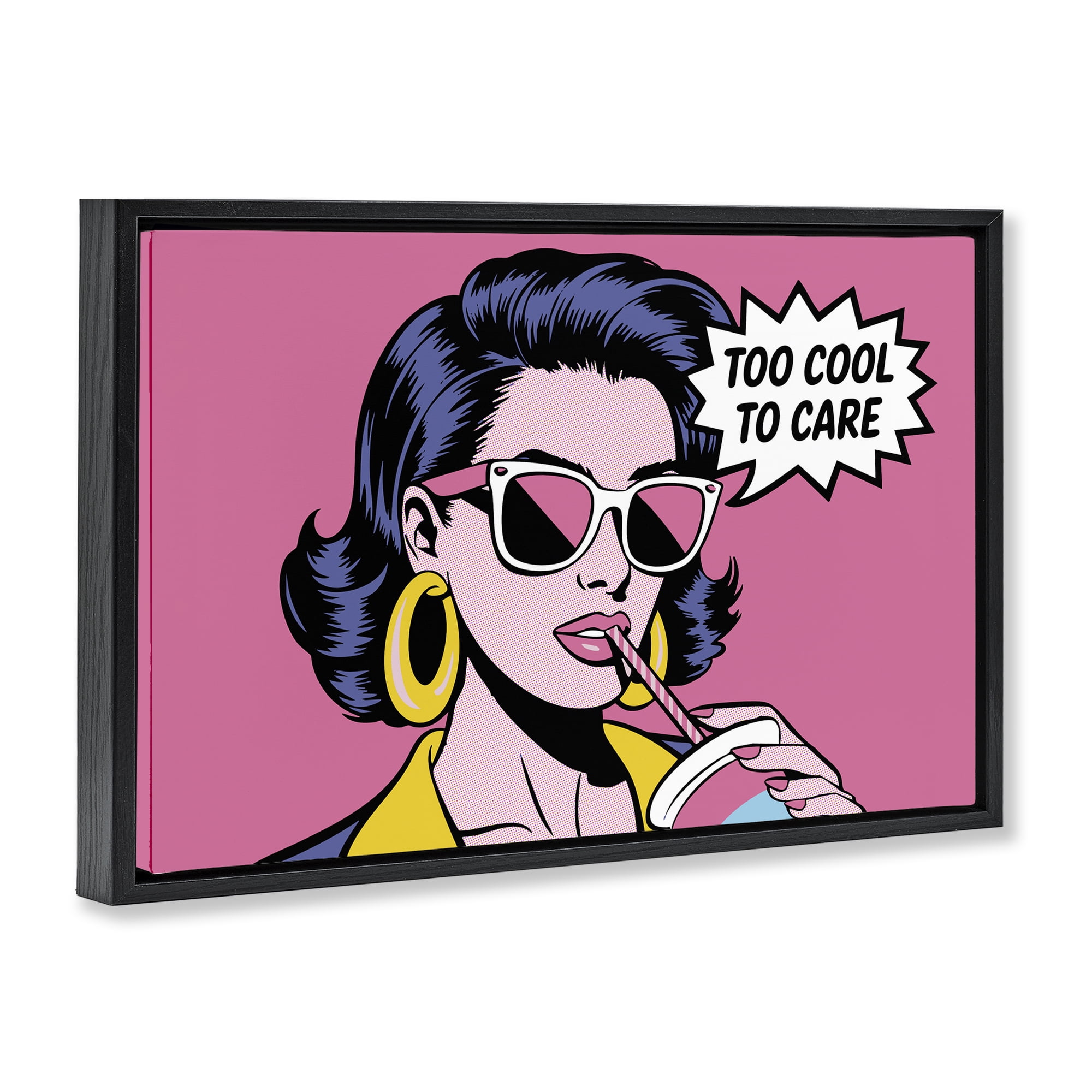 Stupell Industries Too Cool To Care Iconic Black Framed Floater Canvas Wall Art, design by Andreas Magnusson