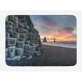 thumbnail image 1 of Iceland Bath Mat, Wide View of Reynisdrangar Rock Formations on Reynisfjara Beach at Sunrise, Plush Bathroom Decor Mat with Non Slip Backing, 29.5" X 17.5", Multicolor, by Ambesonne, 1 of 2
