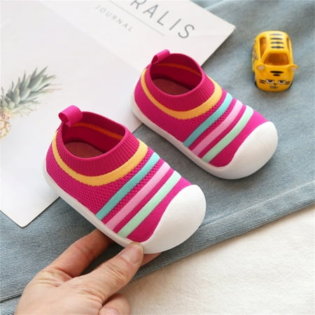 

Hinvhai Baby Walking Shoes Clearance Infant Non-Slip Breathable Shoes with Soft Rubber Sole Baby Boys Girls Slip On Sneakers Red 5 M(14)