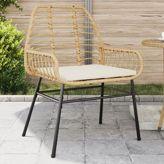 vidaXL Garden Chairs 2 pcs with Cushions Brown Poly Rattan