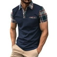 thumbnail image 2 of QATAINLAV Men's Casual Polos Shirts 2025 Summer Quick Dry Golf Tennis Shirt Fashion Plaid Block Short Sleeve Blouse Muscle Fit Workout Tops Navy M Prime Sales Clearance, 2 of 8