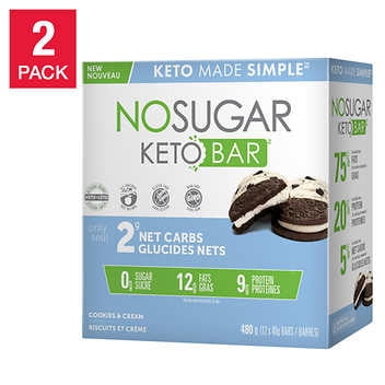 No Sugar Keto Bar Biscuits et Crème, 2-pack