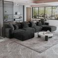 thumbnail image 4 of The Magic Home Canapé Sectionnel Modulaire Convertible en Velours Côtelé en Forme de U à 4 Places, Noir, 4 of 10
