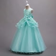 thumbnail image 5 of qucoqpe Flowers Girls Dresses Maxi Puffy Tulles Bow Crew Neck Ruffle Skirt Solid Wedding Ball Evening Gown Long Dresses for Kids, 5 of 6