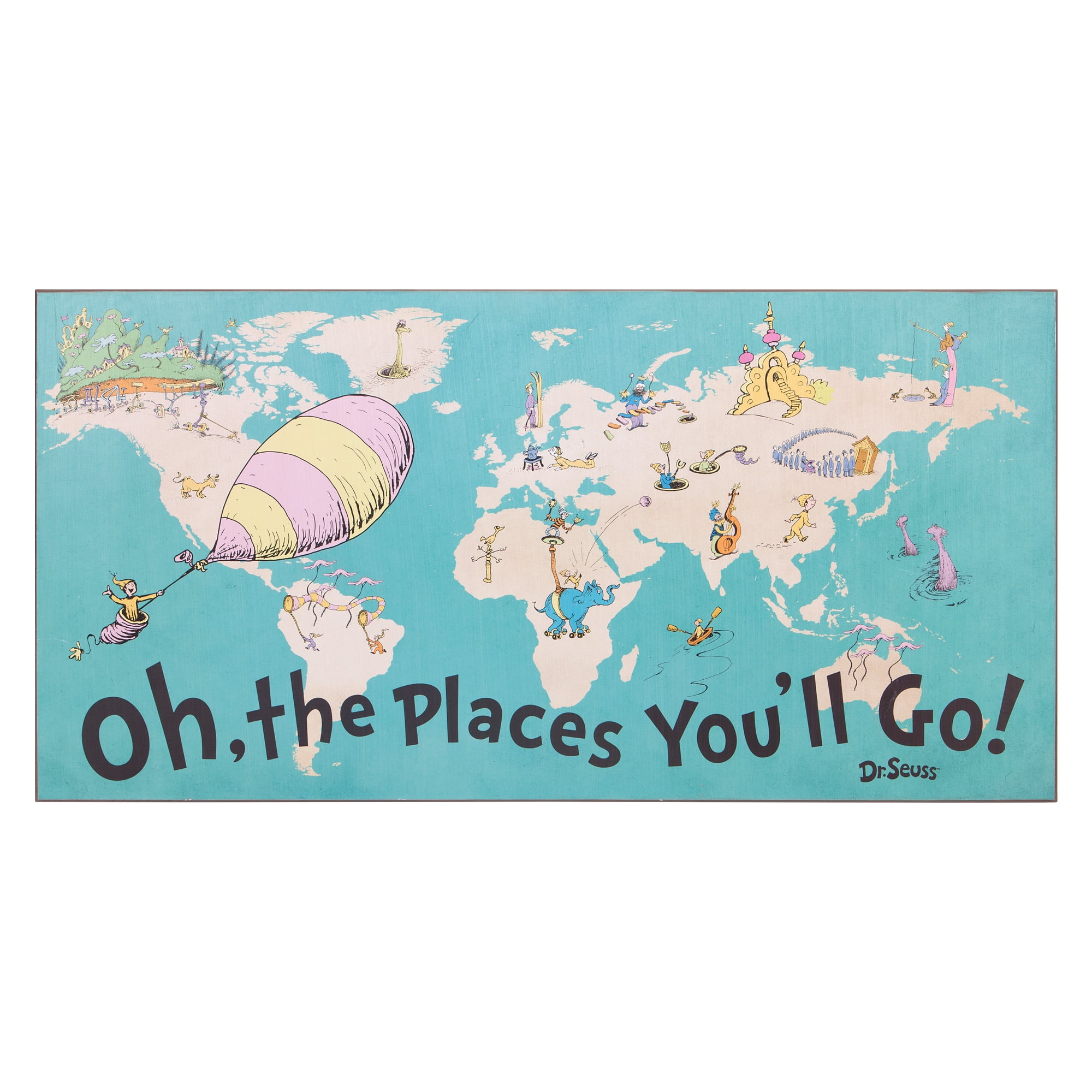 40x Dr Seuss Colorful Characters Oh The Places You Ll Go World Map Wood Wall Art Walmart Com