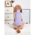 thumbnail image 1 of 1pc Dark Blue Knitted Pet Sweater With Turn-Down Collar For Autumn And Winter, Classic Solid Color Grid Design For Extra Stretch, Suitable For Cats An, 1 of 4