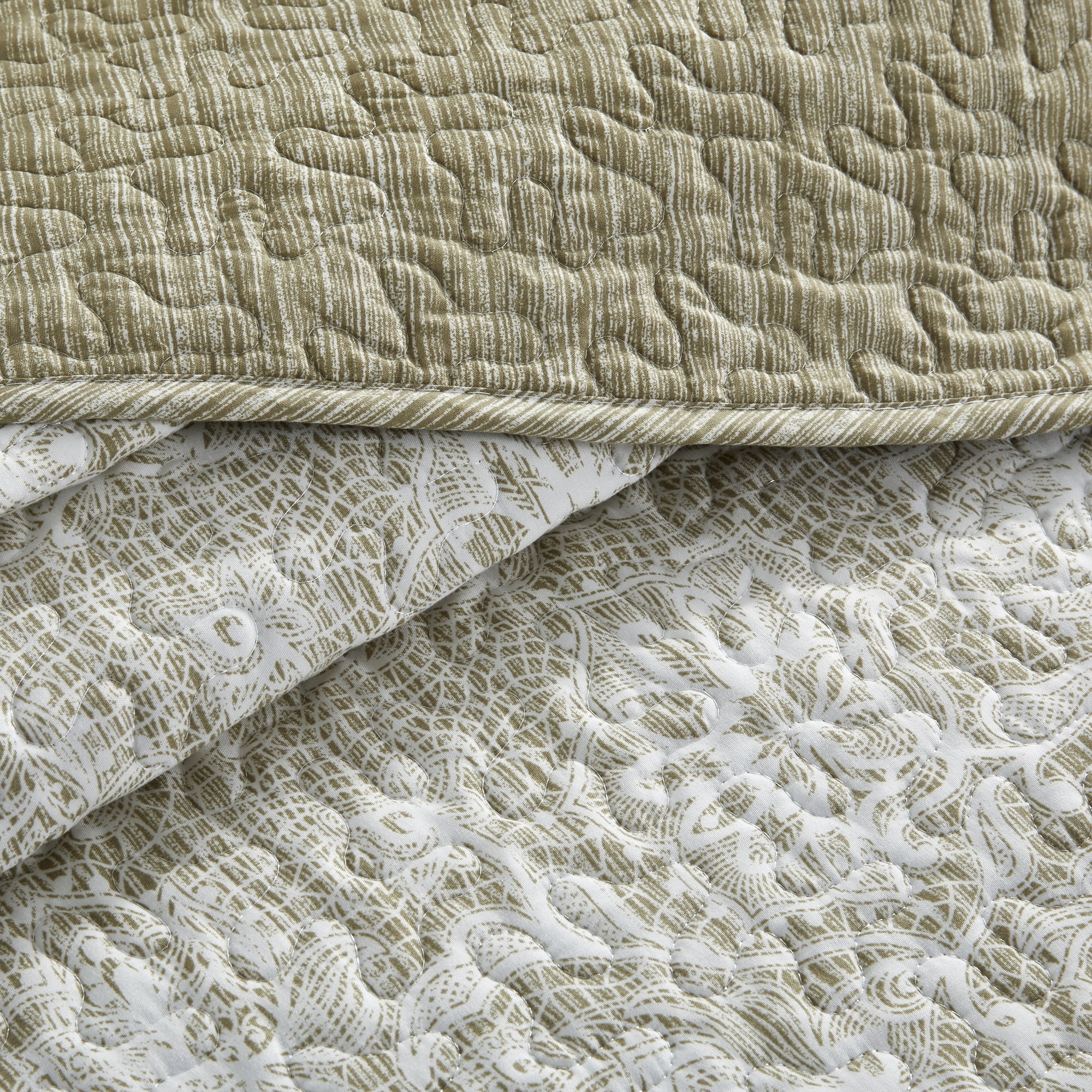 Home Soft Things 5 Piece Printed Microfiber Quilts Bedspread Set - Emma - Taupe - Oversize (122" x 106")