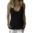 thumbnail image 4 of HappyYEE Women’s Ribbed Tank Tops Ruffle Round Neck Sleeveless Knit Tops Soft Lightweight Relaxed Fits Tanks Daily Wear,Black,XL, 4 of 6