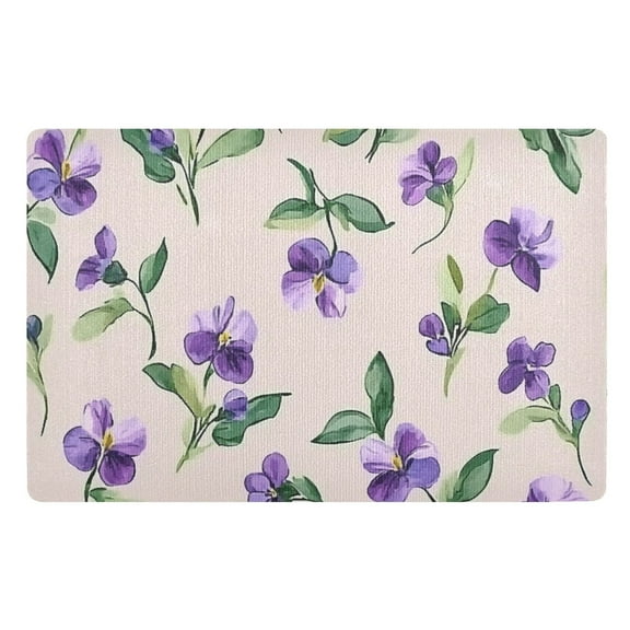 Purple Floral Graphic Design Floor Door Mat Outdoor Indoor for Home Entrance Welcome Mats 32"x20"