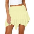 thumbnail image 2 of Kedxroy Women Floral Lace Mini Skirt Frilly Low Rise Mini Skirt Asymmetrical Ruffle Hem Flowy Short Skirt Streetwear(Yellow,L), 2 of 5