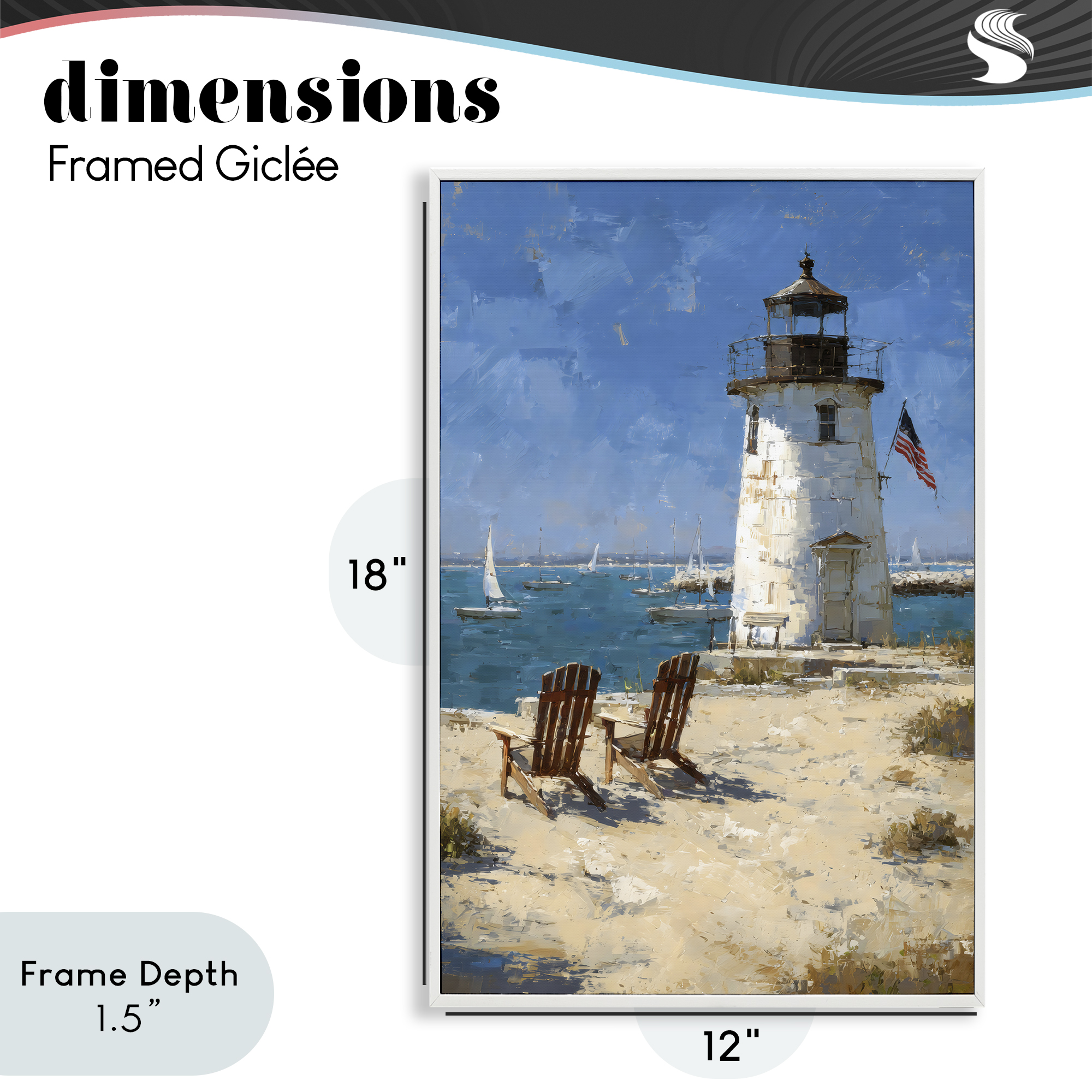 Stupell Industries Summer at Lighthouse Bay White Framed Giclee Art, design by Petal Prints Design