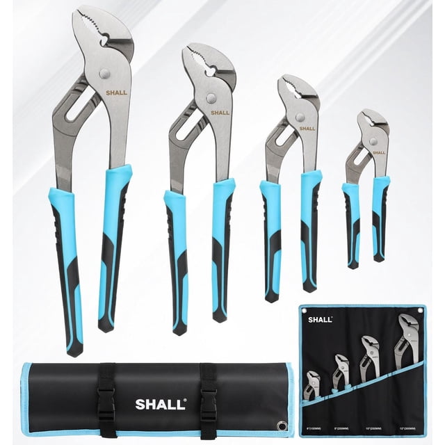 SHALL - Juego de alicates de 4 piezas, 12/10/8/6 pulgadas ajustables para bomba de agua con agarre d