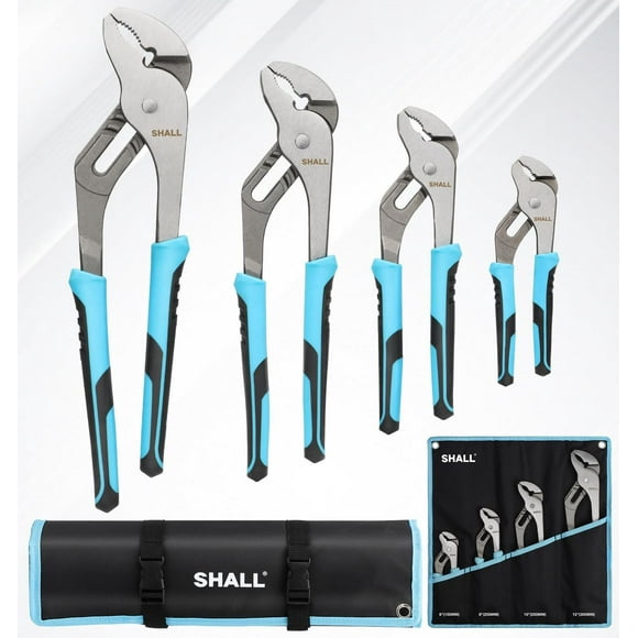 SHALL - Juego de alicates de 4 piezas, 12/10/8/6 pulgadas ajustables para bomba de agua con agarre d