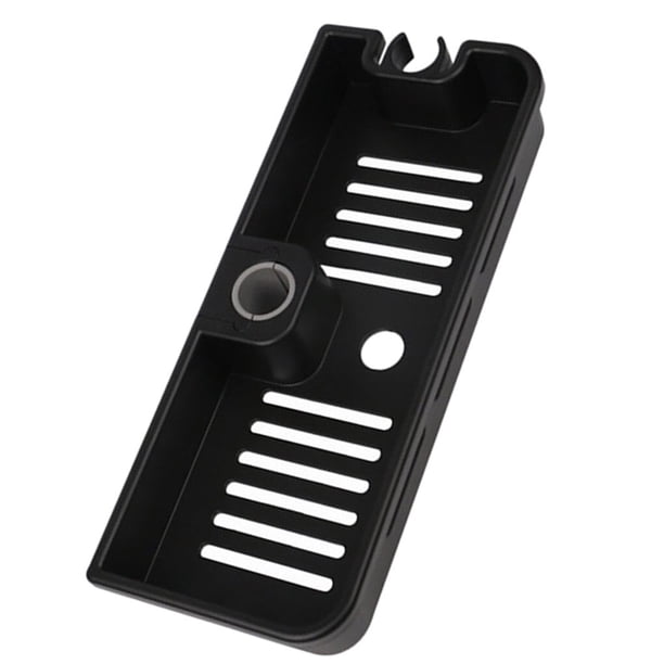 Wosthever 1 estante de baño, estante de almacenamiento de ducha de plástico, soporte de perforación ajustable gratis, accesorios de Juegos de accesorios de baño negro