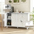 thumbnail image 5 of HLR 48"W Vintage Wood 4 Doors Sideboard Buffet Cabinet with Storage for Living Room, Credenza White., 5 of 7
