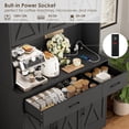 thumbnail image 3 of Homfa 71" Kitchen Pantry with Charging Station, Freestanding Cupboard with Adjustable Shelves, Floor Cabinet for Dining Room, Black Wood Grain, 3 of 8