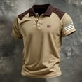 thumbnail image 3 of CIENVNSTG Short Sleeve Shirts for Men USA Flag Graphic Stretch Casual Golf T-Shirts Khaki S, 3 of 3