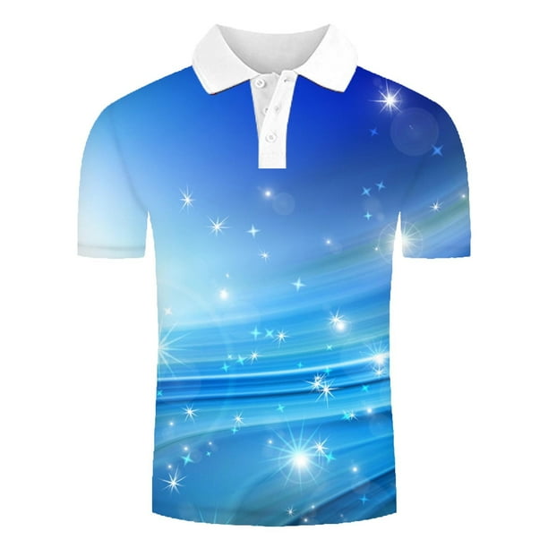 Blusa de manga corta con estampado de cuello vuelto para hombre Pompotops oipoqjl24597
