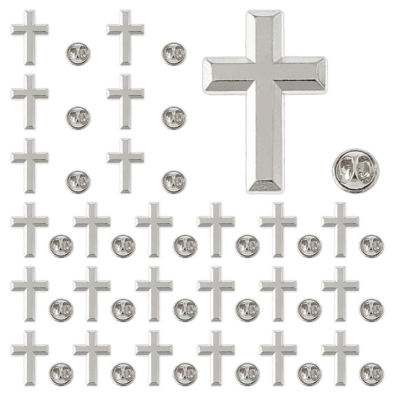 24PCS Alloy Brooch Pins Silver Lapel Pins 2.4x1.6cm Christian Brooches
