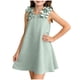 thumbnail image 1 of Vestido sin mangas con cuello redondo hasta la rodilla para niña, vestido con tirantes de color liso con flores tridimensionales, vestido de princesa para boda, cumpleaños, vestido de poliéster para n, 1 of 4