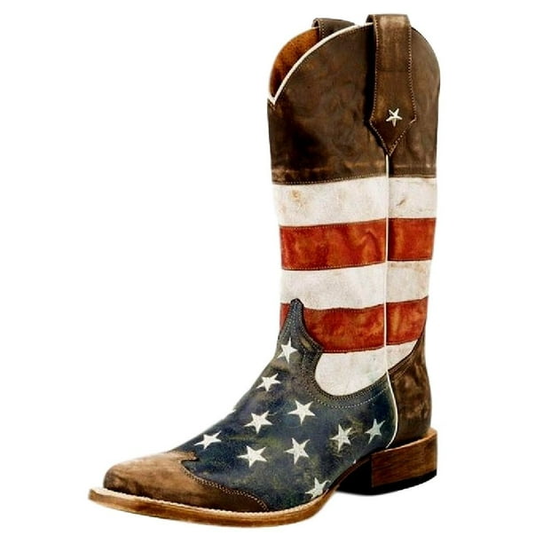 Roper Roper Western Boots Mens American Flag Brown 0902070010103