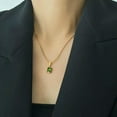 thumbnail image 3 of K-KED Woman Gold Plated Stainless Steel Emerald Simulated Diamond Chain Necklace, 3 of 5