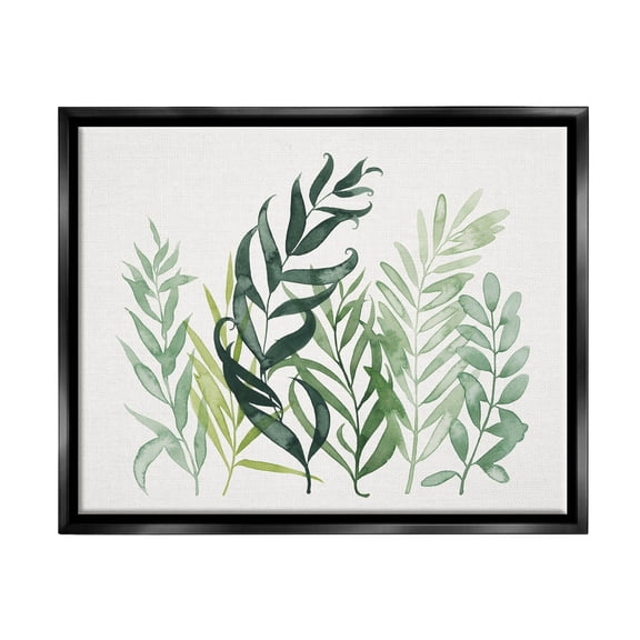 Stupell Industries Layered Plant Leaves Botanical Graphic Art Jet Black Floating Framed Canvas Print Wall Art, Design by Grace Popp