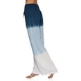 thumbnail image 2 of Womens Pants Boho Dipped Tie Dye Wide Leg Palazzo Lounge Pants Beachwear, Navy TD, Size: L/XL, 2 of 4