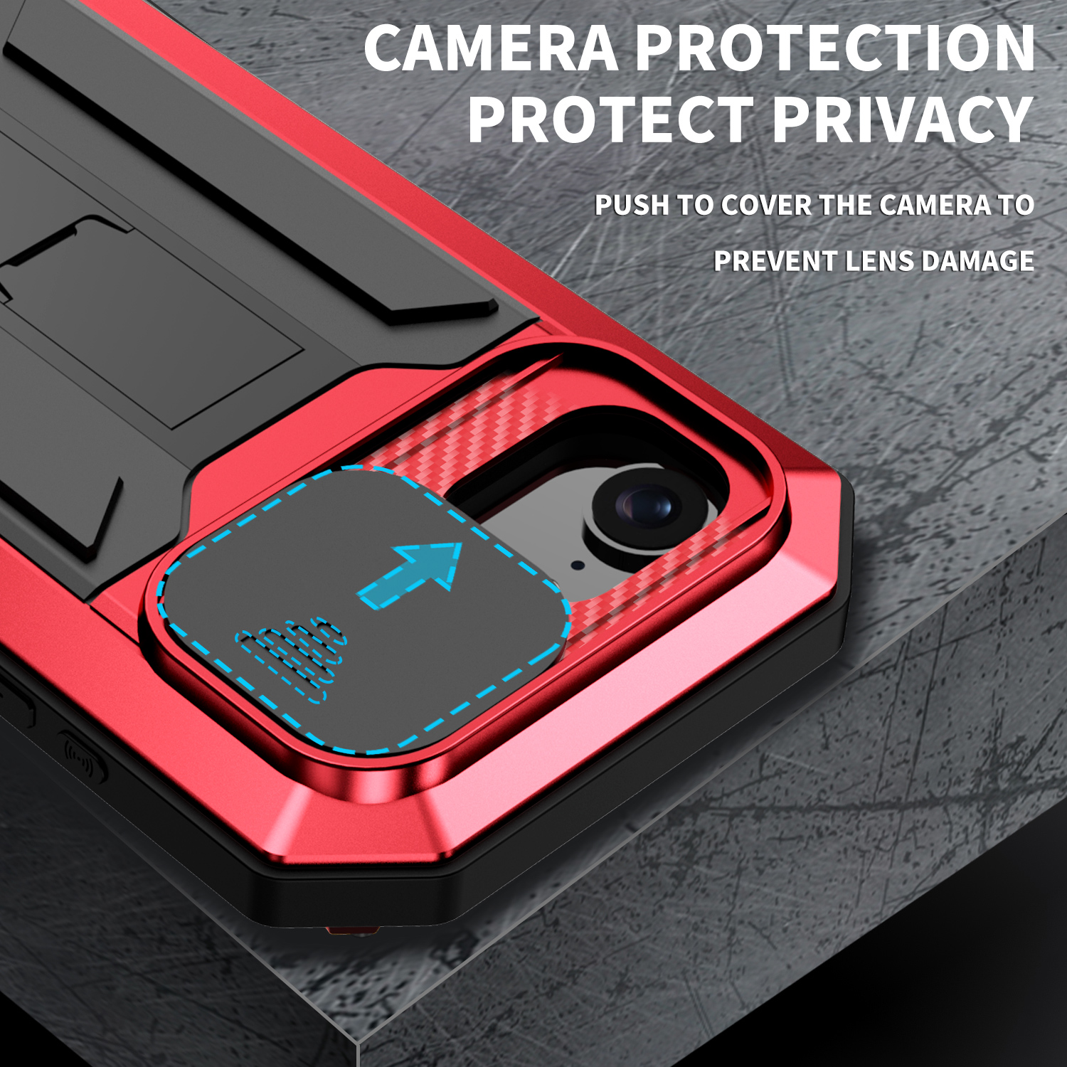 Dteck for iPhone 16E Case with Camera Cover Sliding, Heavy Duty Protection Rugged Screw Full Body Military Grade Metal Rubber with Stand Hard Built in Screen Protector for iPhone 16e 2025,Red