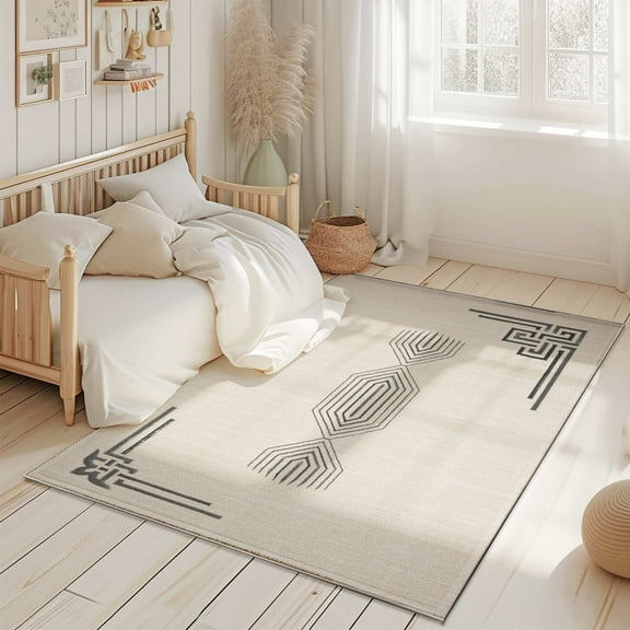 Modern Minimalist Abstract Rug Contemporary 5x7 Area Rug For Living Room Carpet
