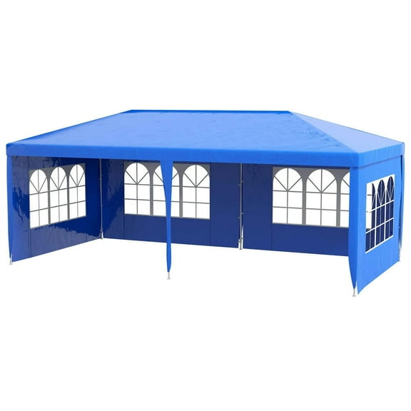 Topcobe 9.6' x 19' Large Party Tent, Outdoor Event Shelter, Patio Canopy with 4 Removable Window Sidewalls for Weddings, Picnics, Outdoor Patio Canopy for Garden Backyard, Blue