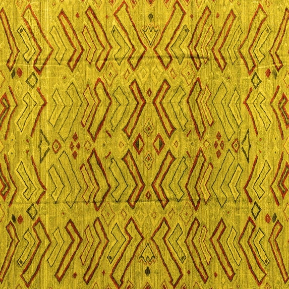Ahgly Company Indoor Square Abstract Yellow Modern Area Rugs, 5' Square