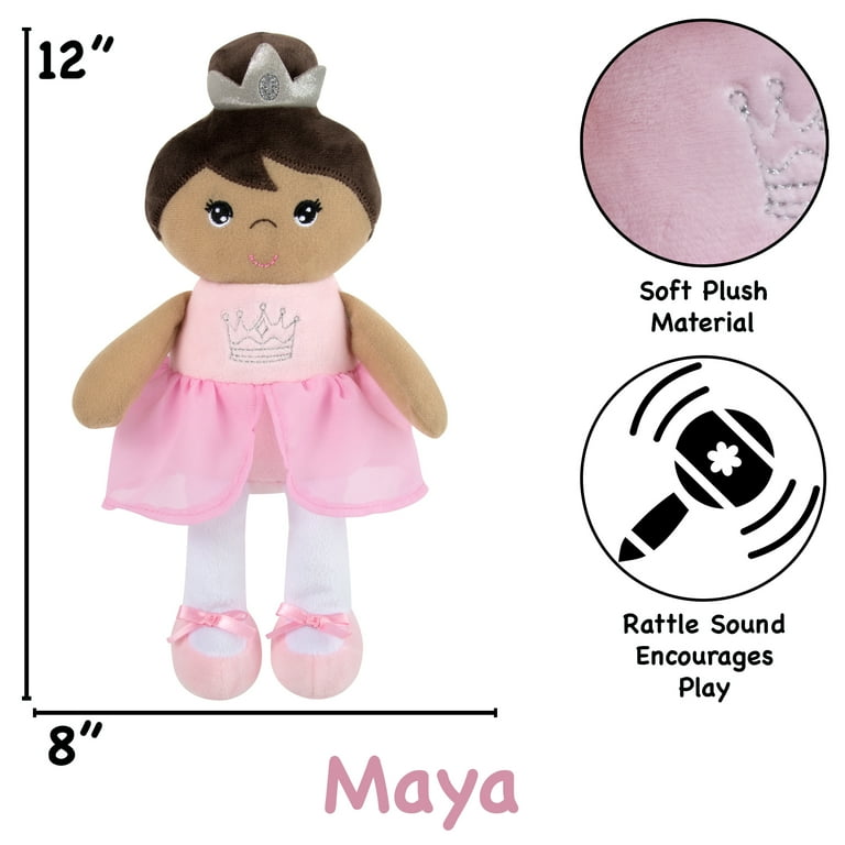 My First Doll 12 Inch Soft Plush Rag Doll with Rattle Maya
