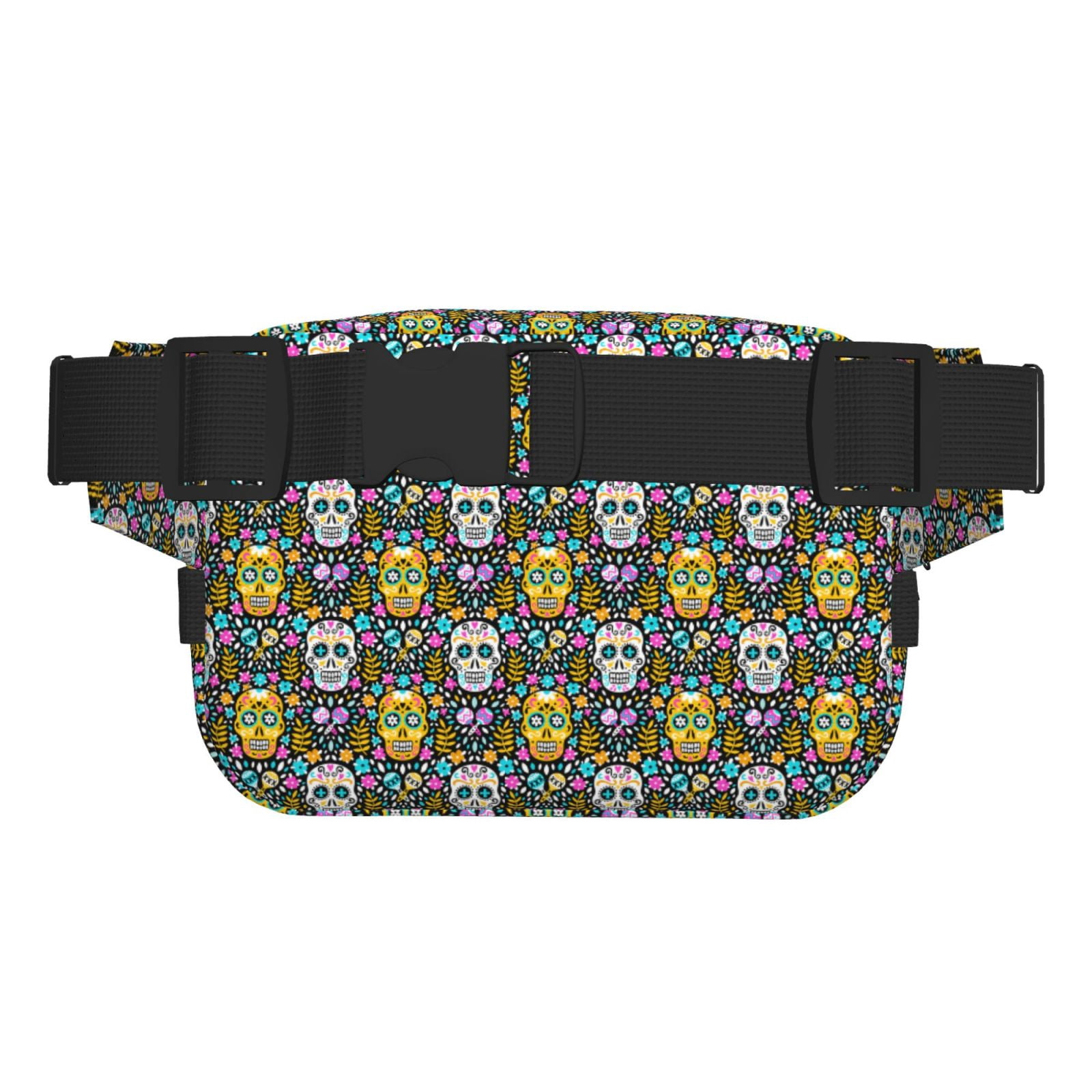 Hirioo Sugar Skulls for Double Layer Waist Bag Adjustable Fanny Pack For Travel Running Hiking