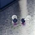 thumbnail image 4 of Gem Stone King 10K White Gold Blue Sapphire Stud Earrings for Women Men | 0.72 Cttw | Gemstone Birthstone | Round 4MM, 4 of 4