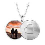 Sterling Silver Plated Sliding Photo Locket, Heart