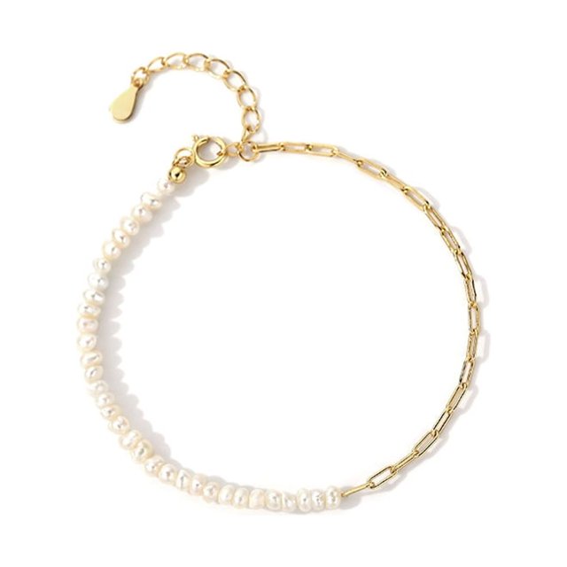 Pulsera de perlas pequeñas de oro - Perlas cultivadas chapadas en oro - Pulseras para mujer
