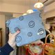 thumbnail image 1 of BR Juego de neceser de viaje con estampado de sonrisa - Organizador cosmético de lona gris claro, 1 of 5